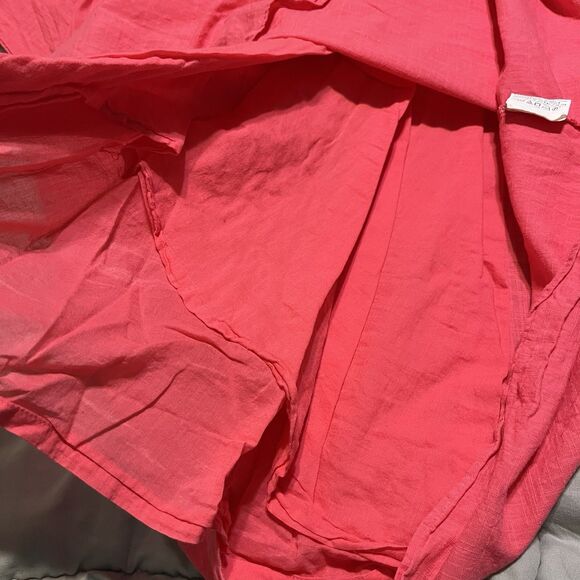 Old Navy Pink Cotton Flutter Wide Sleeve Keyhole Back Midi Dress Womens Size XL - Picture 9 of 12